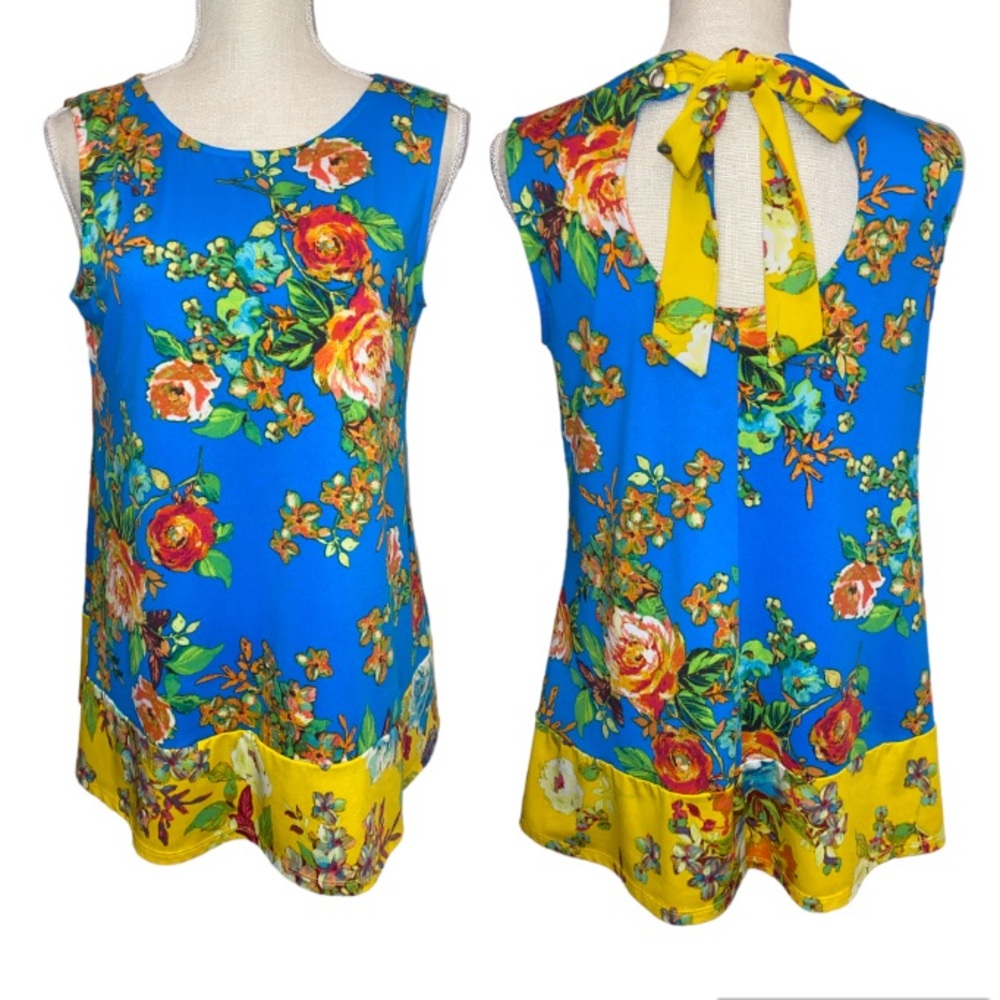 Coco Bianco Floral Open Back Sleeveless Blouse